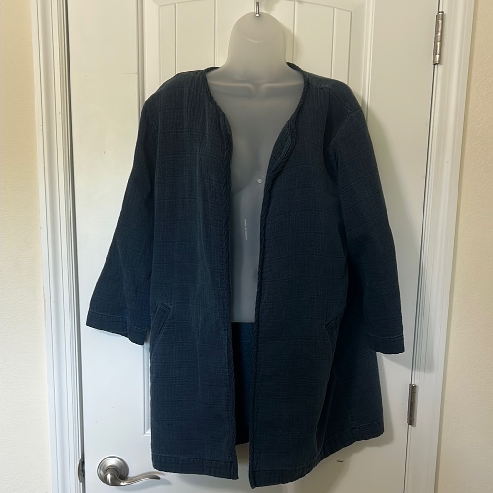 Eileen Fisher Blue Cape with 3/4 Sleeves